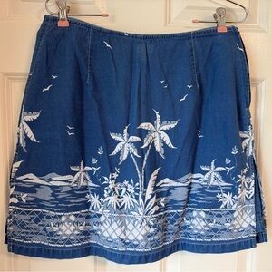 Vintage Coastal Cowgirl LIZ‎ CLAIBORNE LIZWEAR Skirt 12 Denim Tropical Shorts